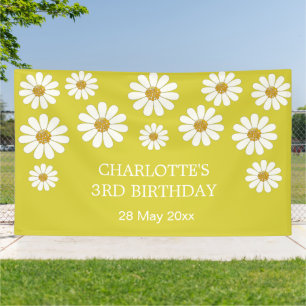 Witte Retro Moderne Madeliefjesbloem Aangepaste Ve Spandoek
