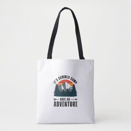 Witte Retro Mountain Adventure Schouder Tote Bag (Voorkant)