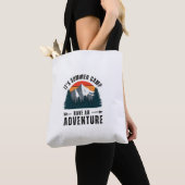 Witte Retro Mountain Adventure Schouder Tote Bag (Dichtbij)