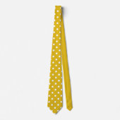 Witte Retro Polka-stippen op een mosterdgeel Stropdas (Voorkant)