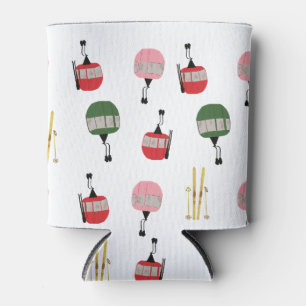 Witte retro skilift gondel winterskiën blikjeskoeler