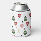 Witte retro skilift gondel winterskiën blikjeskoeler (Blikje Achterkant)