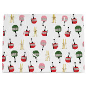 Witte retro skilift gondel winterskiën groot cadeauzakje (Voorkant)