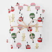 Witte retro skilift gondel winterskiën inpakpapier vel (In situ)