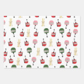 Witte retro skilift gondel winterskiën inpakpapier vel (Voorkant)