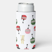 Witte retro skilift gondel winterskiën seltzer blikjeskoeler (Seltzer Achterkant)