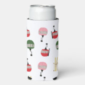 Witte retro skilift gondel winterskiën seltzer blikjeskoeler (Seltzer Voorkant)