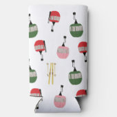 Witte retro skilift gondel winterskiën seltzer blikjeskoeler (Achterkant)