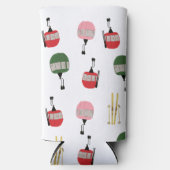 Witte retro skilift gondel winterskiën seltzer blikjeskoeler (Voorkant)