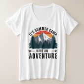 Witte Retro Zomeravontuur Groot Grote Maat T-shirt (Design voorkant)