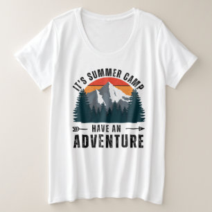 Witte Retro Zomeravontuur Groot Grote Maat T-shirt