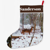 Witte reuzenherten in sneeuw Grote kerstaking Grote Kerstsok (Achterkant)