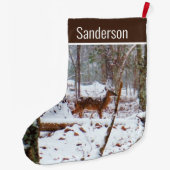 Witte reuzenherten in sneeuw Grote kerstaking Kerstsok (Achterkant)