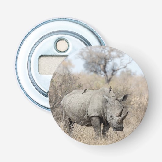 Witte Rhino Button Flesopener (Voorkant)