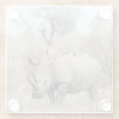 Witte Rhino Glazen Onderzetter (Achterkant)