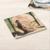 Witte rhino kartonnen onderzetters (Schuin)