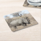 Witte Rhino Kartonnen Onderzetters (Schuin)