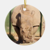 Witte Rhino Keramisch Ornament (Voorkant)