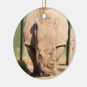 Witte Rhino Keramisch Ornament (Links)