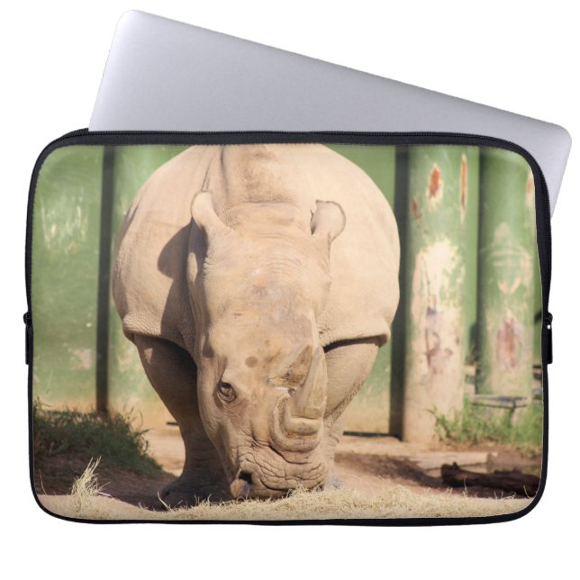 Witte Rhino Laptop Sleeve (Voorkant)