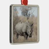 Witte Rhino Metalen Ornament (Rechts)