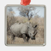 Witte Rhino Metalen Ornament (Voorkant)