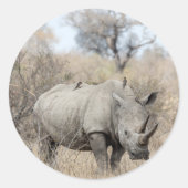 Witte Rhino Ronde Sticker (Voorkant)