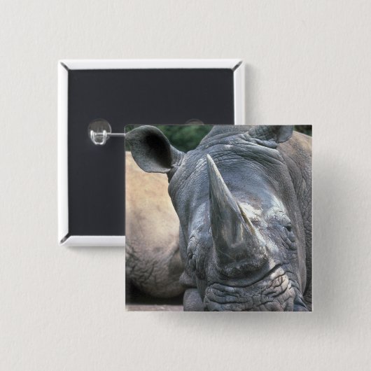 Witte Rhino Vierkante Button 5,1 Cm (Voorkant /achterkant)