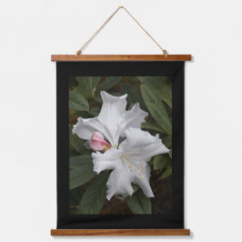 Witte Rhododendron-bloemen met zwarte rand Hangend Wandkleed