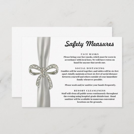 Witte Ribbon Diamond Bow veiligheidsmaatregelen Informatiekaartje (Voorkant / Achterkant)