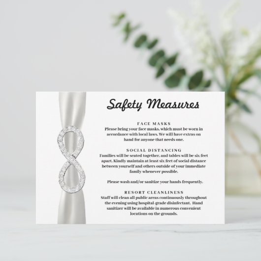 Witte Ribbon Diamond Infinity veiligheidsmaatregel Informatiekaartje (Staand voorkant)