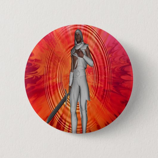 Witte Ridder Ronde Button 5,7 Cm (Voorkant)