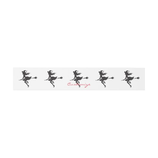Witte Riding Broom Thunder_Cove Halloween Uitnodigingen Wikkel (Vlak)