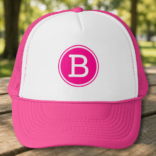 Witte Ring Roze Cirkel Monogram Trucker Pet
