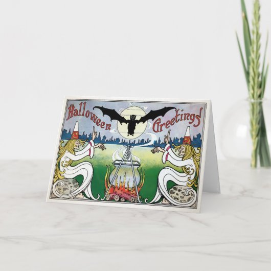 Witte Robed Witches Halloween Kaart (Voorkant)