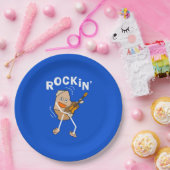 Witte Rockin' gitaar Papieren Bordje (Feest)