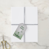 Witte Rocking Paard Groene Kerstvakantie Cadeaulabel (Met Touw)