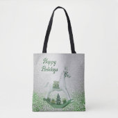 Witte Rocking Paard Groene Kerstvakantie Tote Bag (Voorkant)