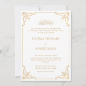 Witte  Rococo Nikah Ceremony Bruiloft Kaart (Voorkant)