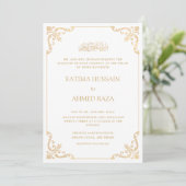 Witte  Rococo Nikah Ceremony Bruiloft Kaart (Staand voorkant)