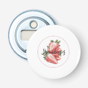 Witte Rode Aardbeien Fruit Button Flesopener