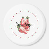 Witte Rode Aardbeien Fruit   Magneet (Voorkant)