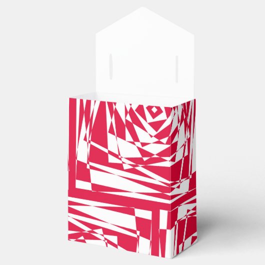 Witte rode abstracte illusie bedankdoosjes (Geopend)