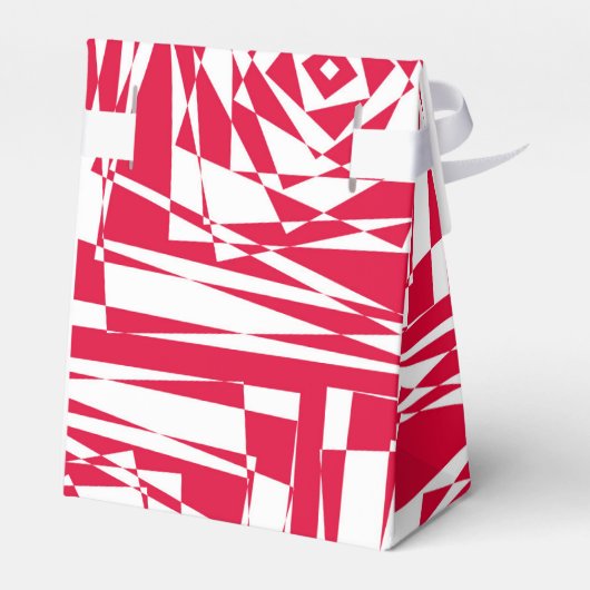 Witte rode abstracte illusie bedankdoosjes (Achterkant)