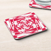 Witte rode abstracte illusie bier onderzetter (Linkerzijde)
