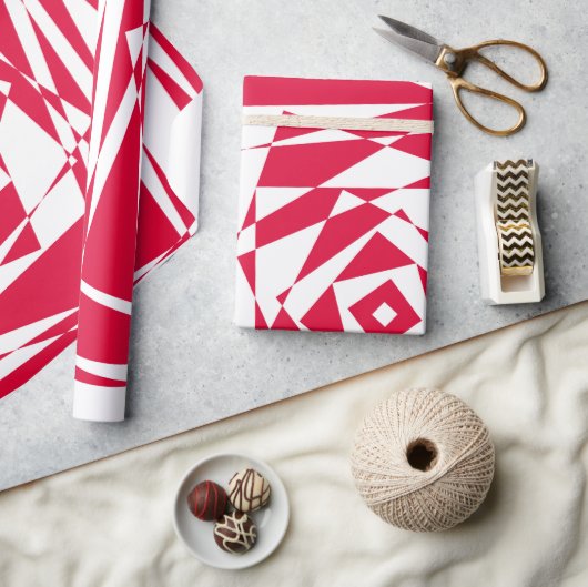 Witte rode abstracte illusie cadeaupapier (Crafts)