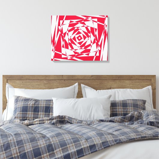 Witte rode abstracte illusie canvas afdruk (Insitu (Slaapkamer))