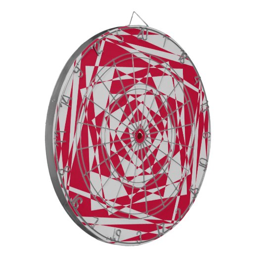 Witte rode abstracte illusie dartbord (Voorkant Links)