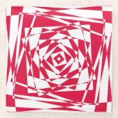 Witte rode abstracte illusie glazen onderzetter (Voorkant)