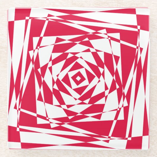 Witte rode abstracte illusie glazen onderzetter (Voorkant)